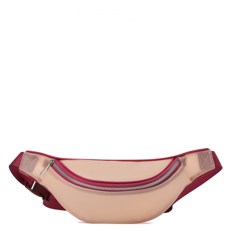 фото Поясная сумка женская calzetti transparent belt bag new бежевая/красная