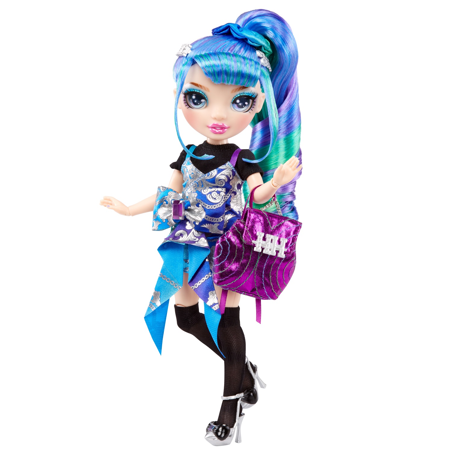 Кукла Rainbow High Junior Холли де Виус 24 см синяя с аксессуарами