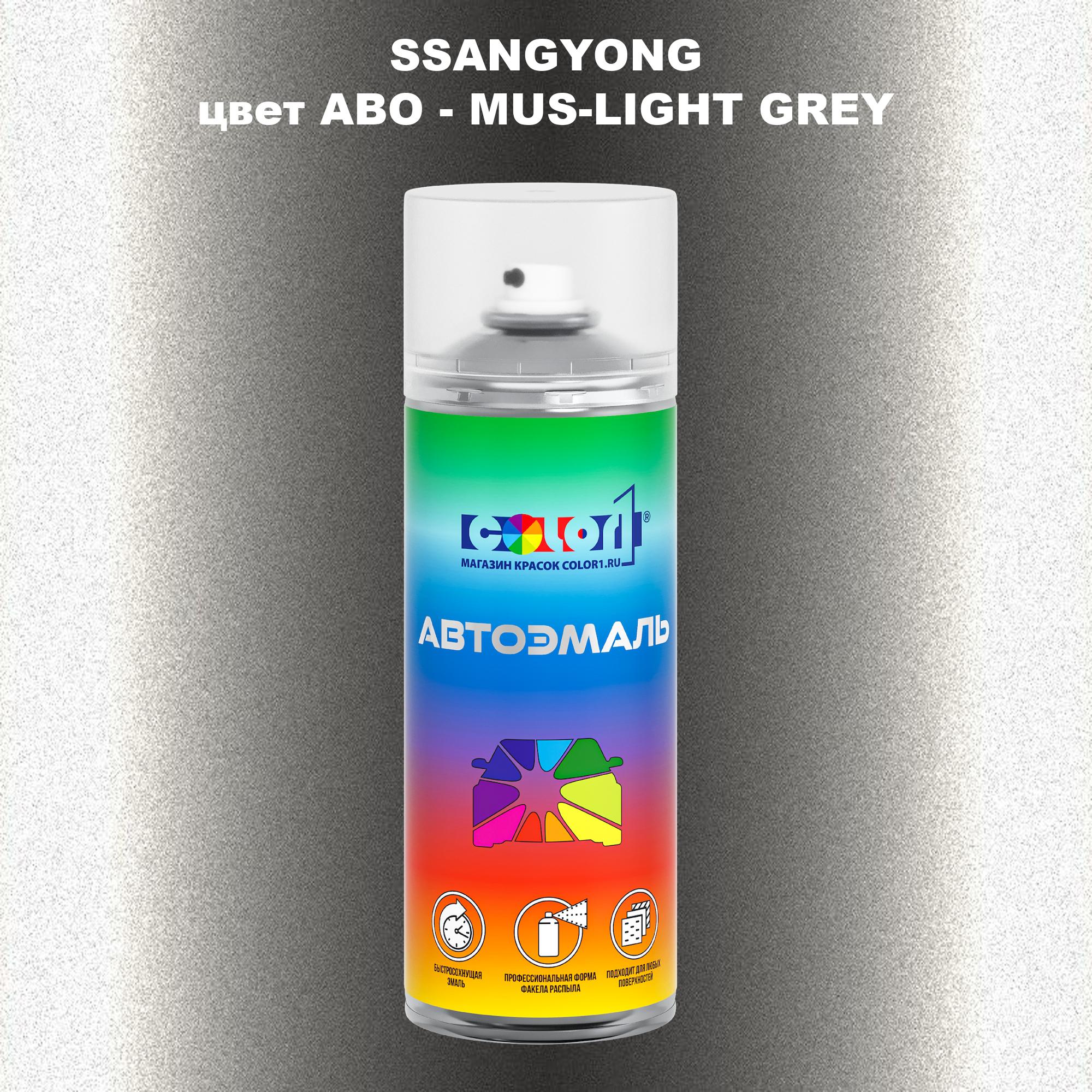 

Аэрозольная краска COLOR1 для SSANGYONG, цвет ABO - MUS-LIGHT GREY, Прозрачный