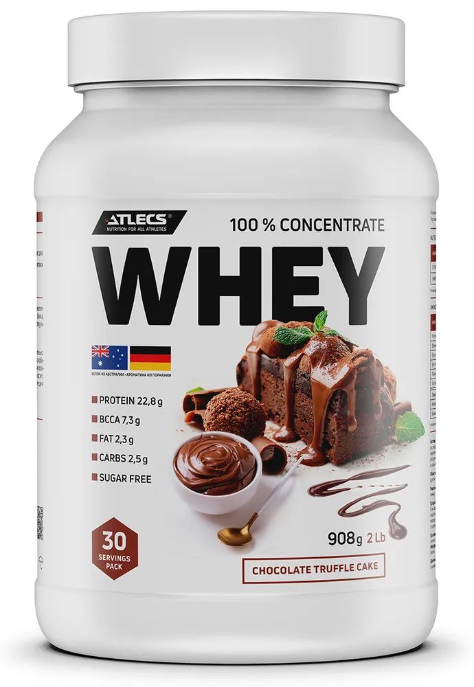 Atlecs Whey Protein 908 g,  (шоколадный торт)