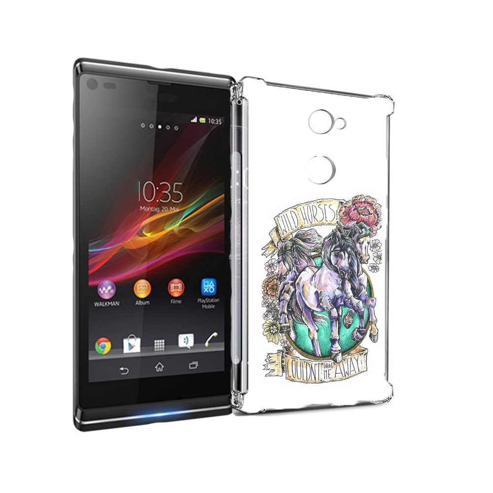 

Чехол MyPads Tocco для Sony Xperia L2 рисунок коней в цветах (PT99662.233.582), Прозрачный, Tocco