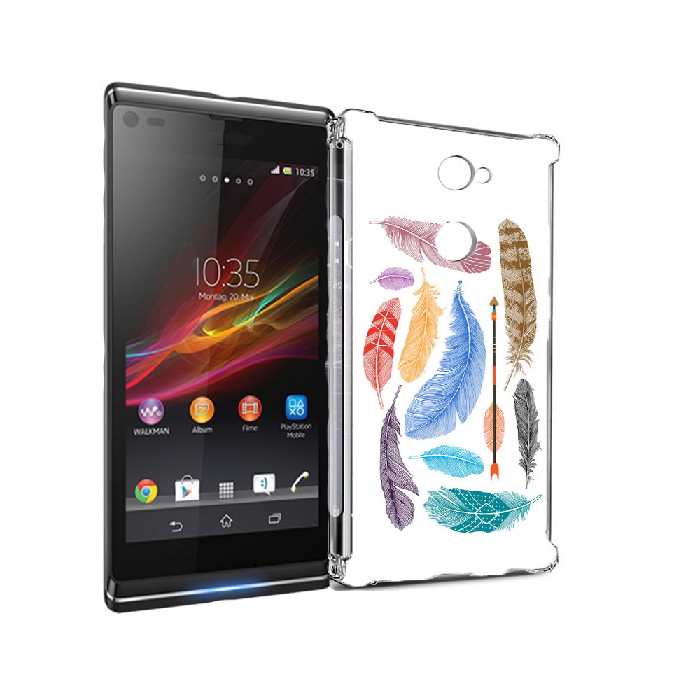 

Чехол MyPads Tocco для Sony Xperia L2 разноцветные перья (PT99662.233.572), Прозрачный, Tocco