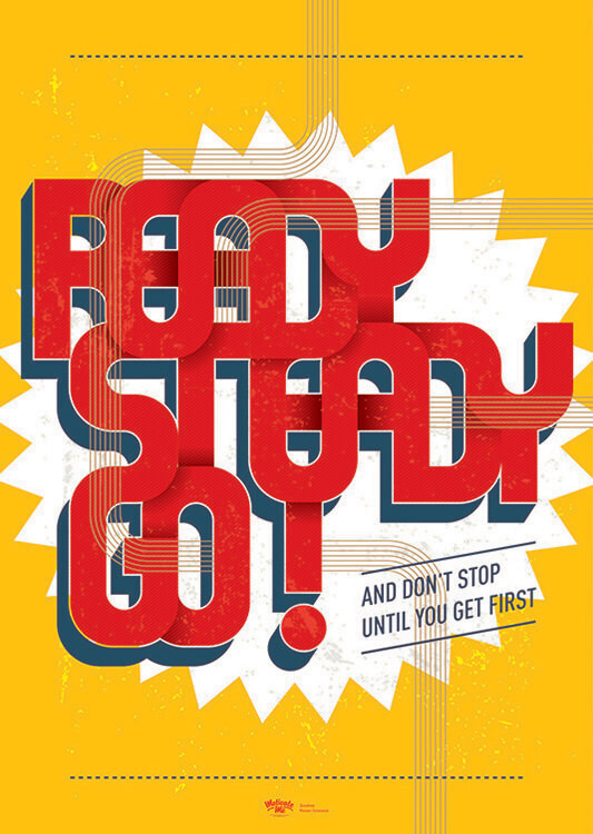 

Большой мотивационный постер на стену Ready Steady Go 40х50 см без рамы, MMGO
