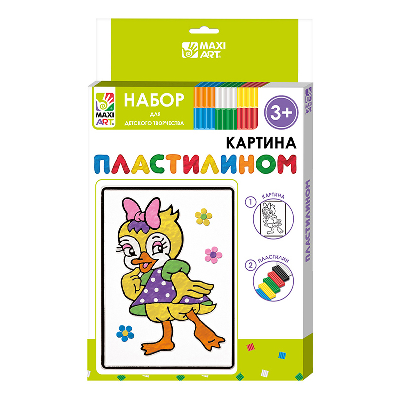 фото Картина пластилином уточка maxi art 12 х 18 см