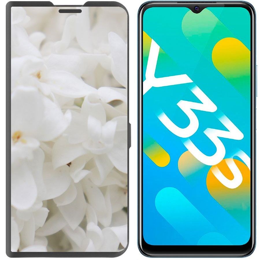 

Чехол-книжка Eco Book для Vivo Y33s Белые лилии, Черный