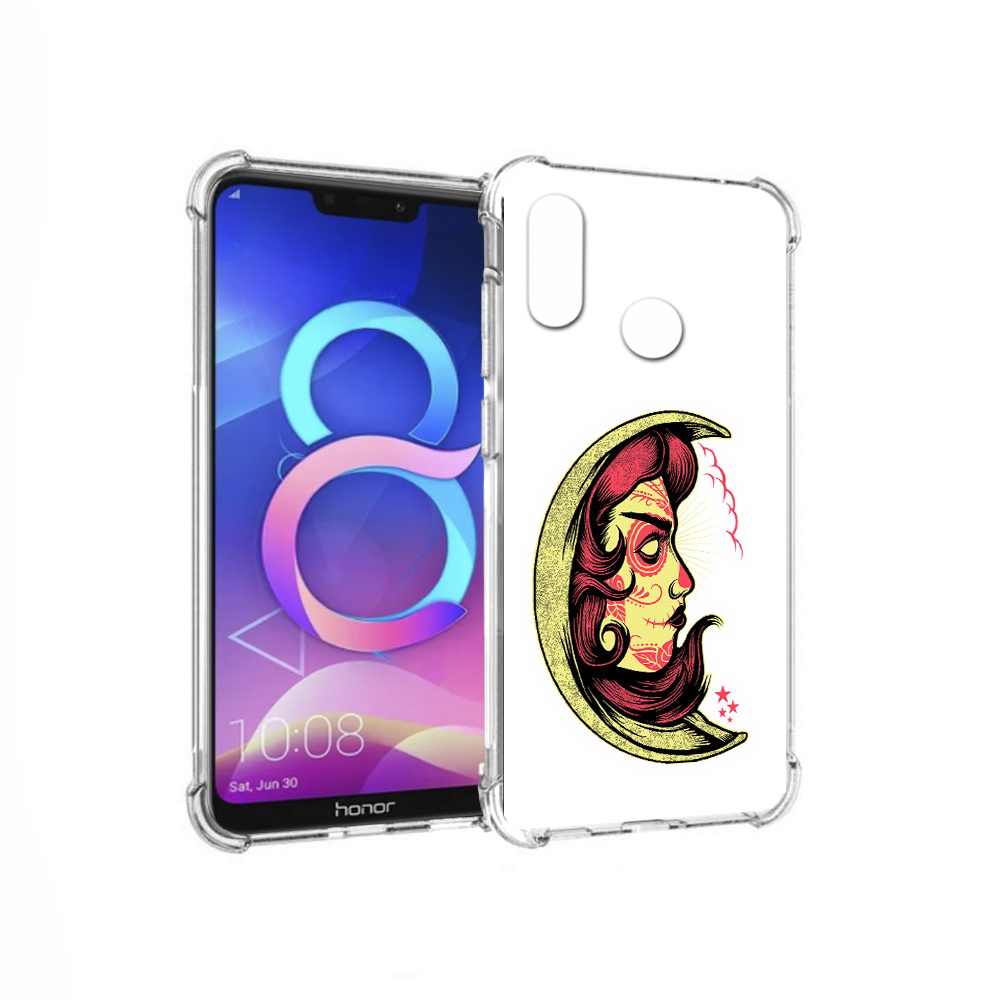 

Чехол MyPads Tocco для Honor 8C желтый полумесяц с лицом девушки (PT121522.29.346), Прозрачный, Tocco
