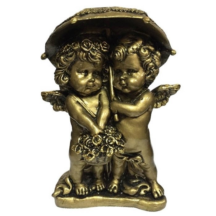 Фигура декоративная Ангелочки под зонтом (золото)
