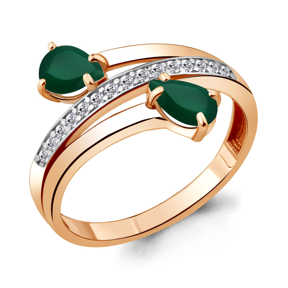

Кольцо из серебра с агатом/фианитом р., Aquamarine 6917909А, 6917909А_925_з