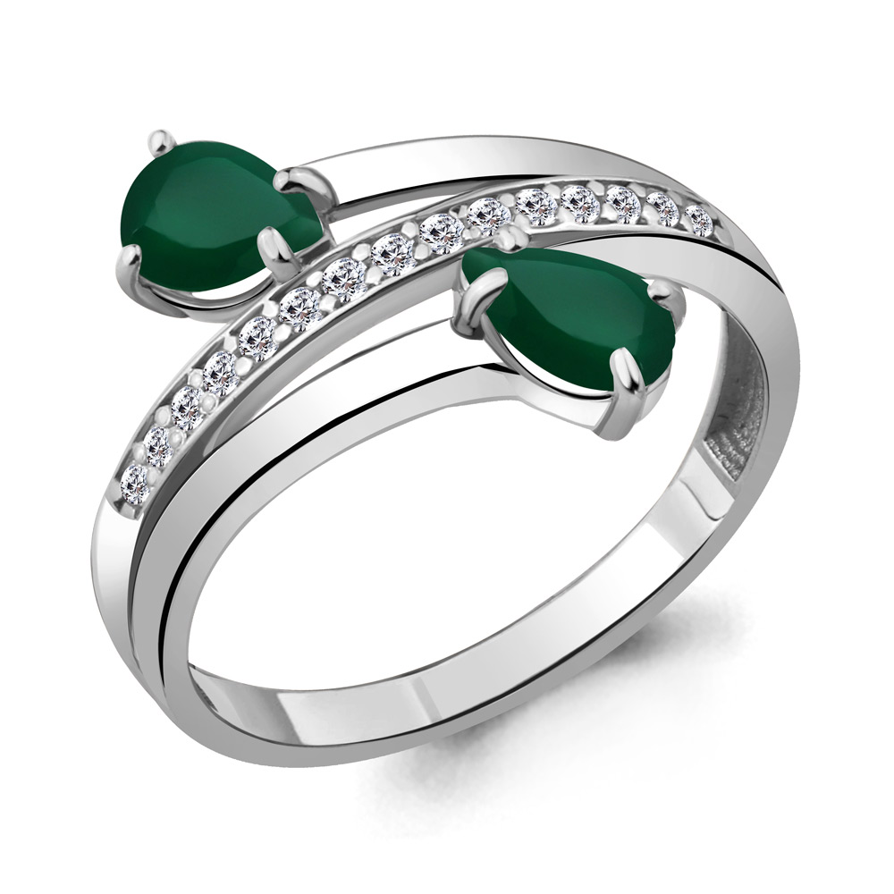 

Кольцо из серебра с агатом/фианитом р., Aquamarine 6917909А, 6917909А_925_р