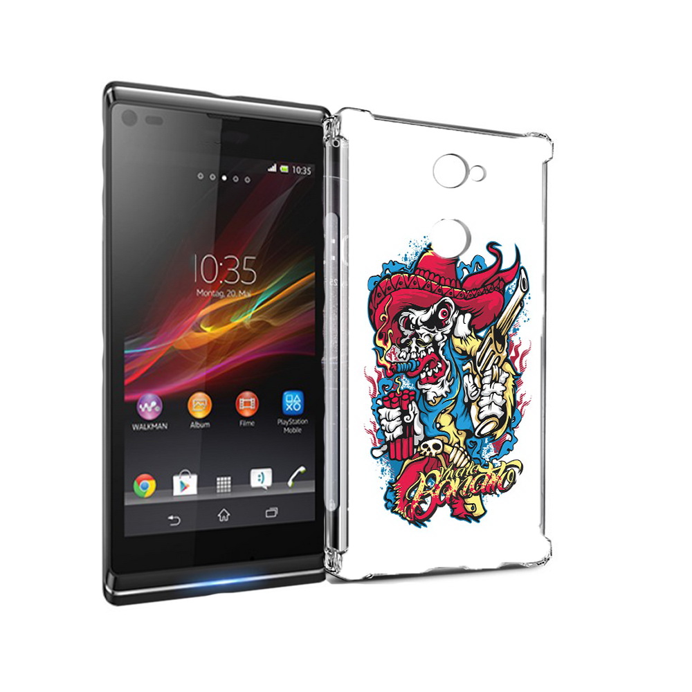 

Чехол MyPads Tocco для Sony Xperia L2 нарисованный скелет с писталетом (PT99662.233.513), Прозрачный, Tocco