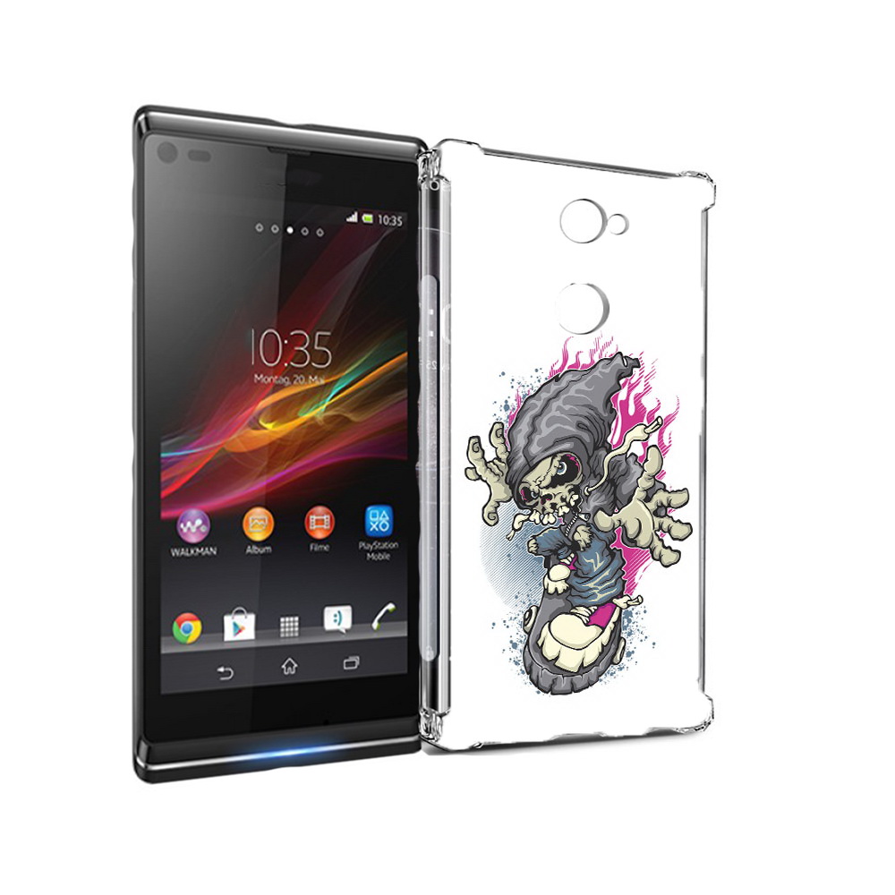 фото Чехол mypads tocco для sony xperia l2 нарисованный скелет на скейт борде (pt99662.233.512)