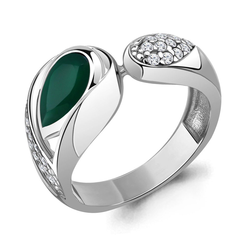 

Кольцо из серебра с агатом/фианитом р., Aquamarine 6924309А, 6924309А_925_р