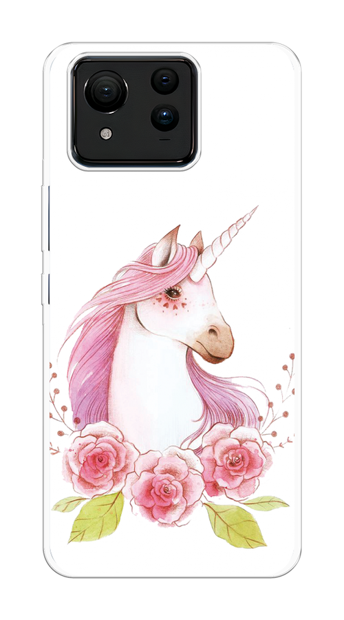 

Чехол на Asus ZenFone 11 Ultra "Единорог цветы", Белый;розовый;серый, 45250-1