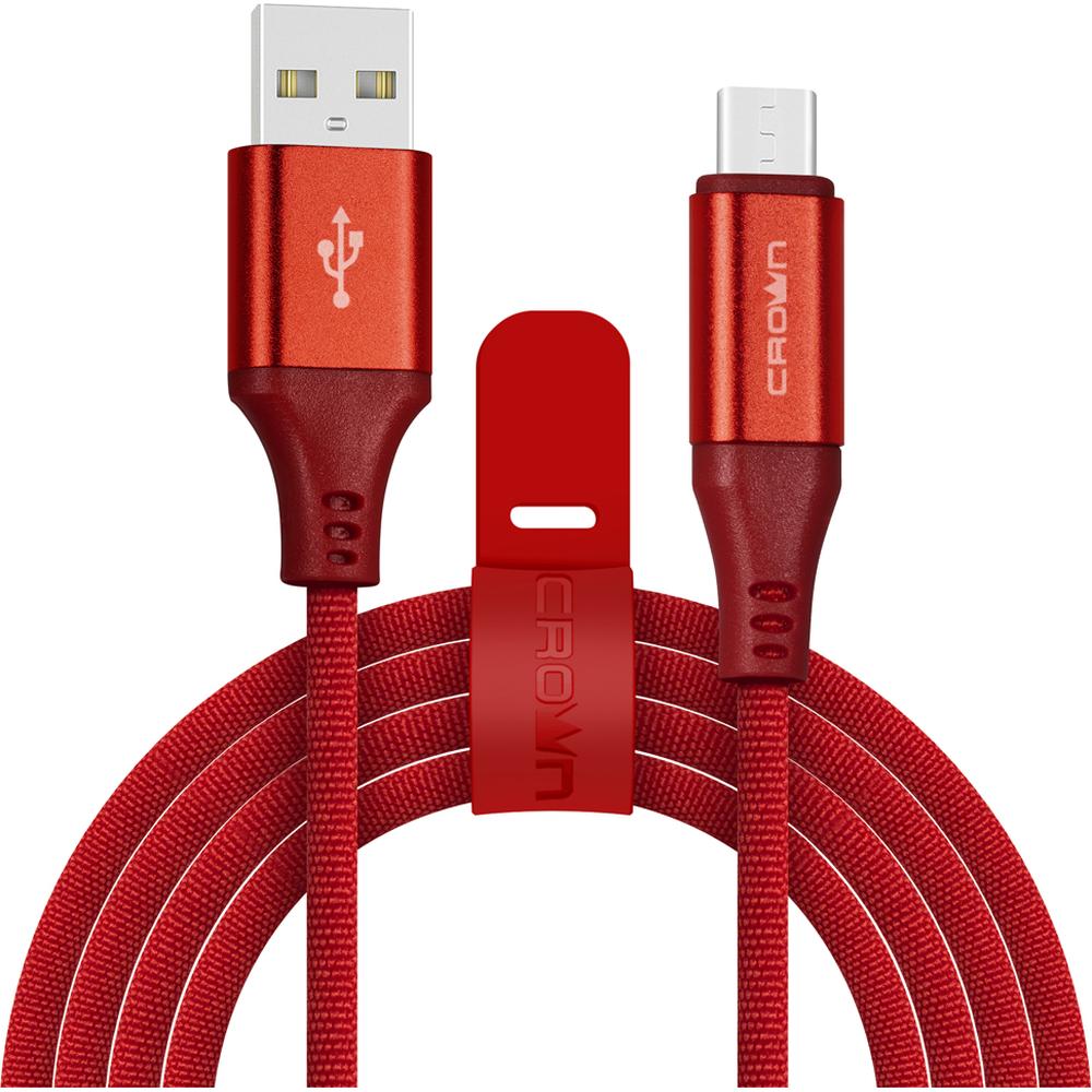 Кабель USB-MicroUSB 1m красный Crown (CMCU-3103M) нейлон