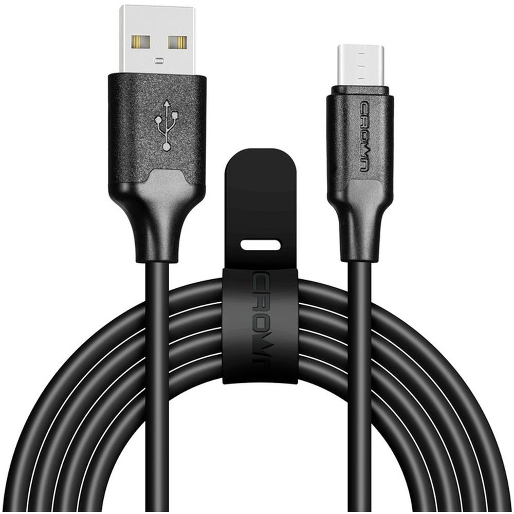 фото Кабель usb-microusb 1m чёрный crown (cmcu-3016m) нейлон