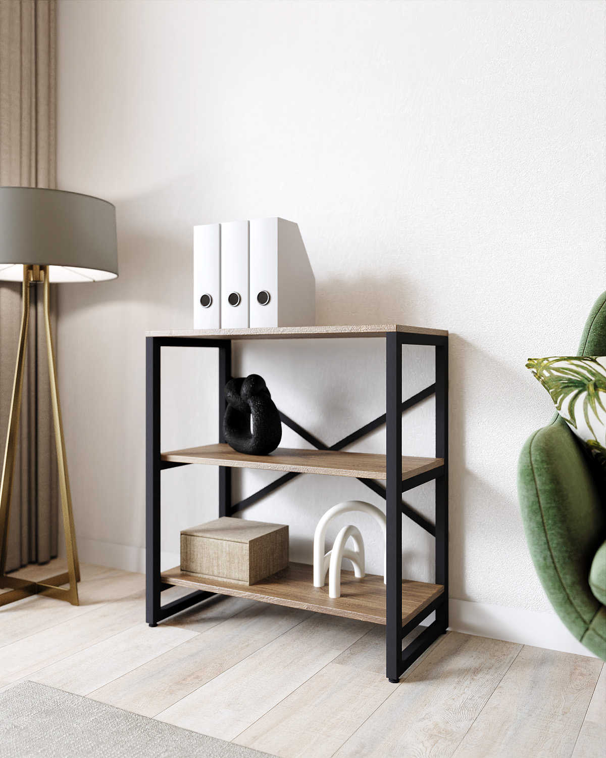

Стеллаж A1 HOME Bruno 3 полки (75х68х34) Дуб Канзас, Коричневый, BRUNO_Kanzas-3