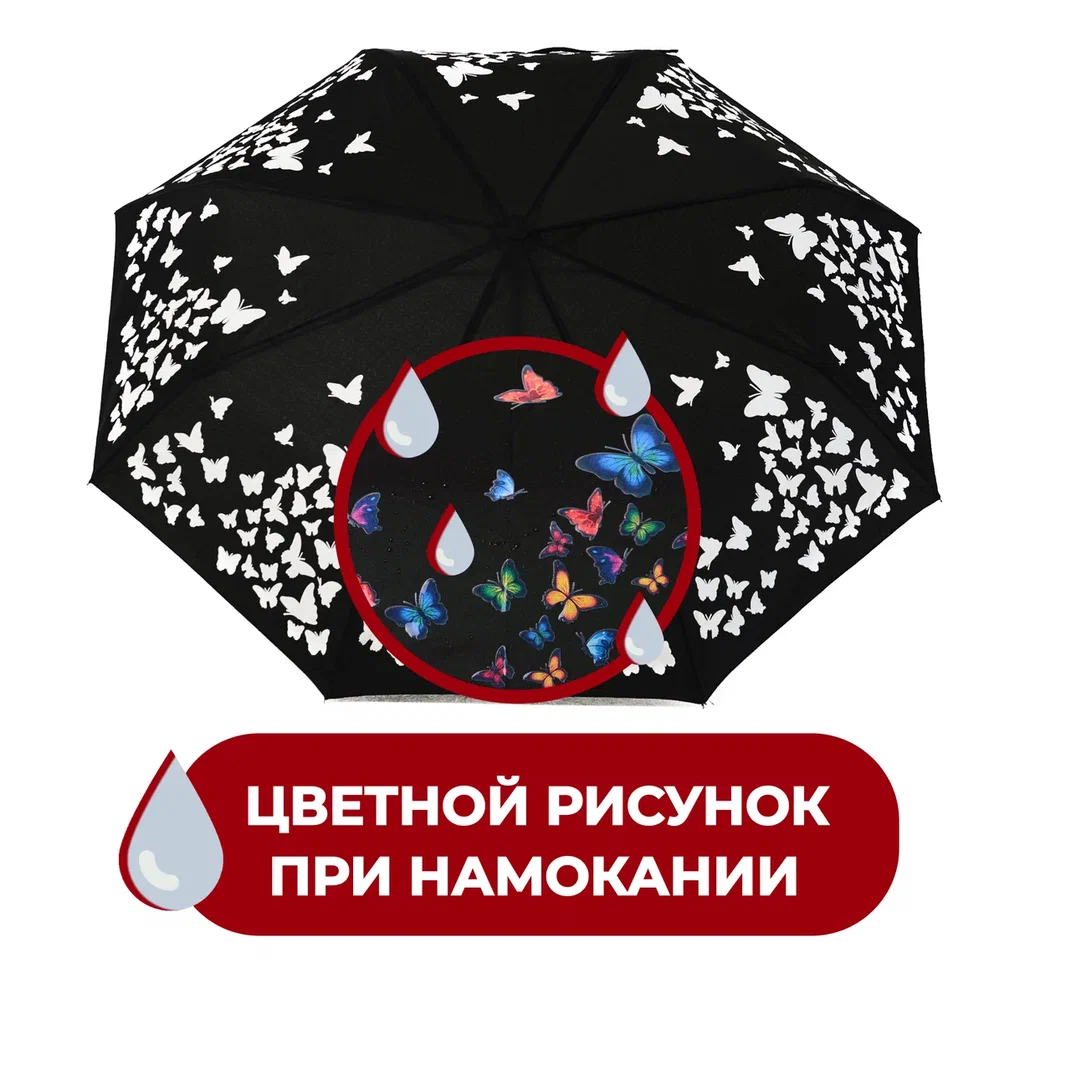 Зонт женский Raindrops RDH05733817 черный/белый