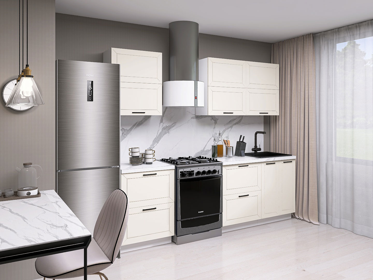 

Кухонный гарнитур СВ-Мебель Вектор 180 см Белый / Магнолия