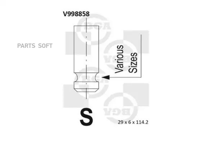 BGA V998858 Клапан выпускной MITSUBISHI [4A91, 3A91, 4A90] 1шт