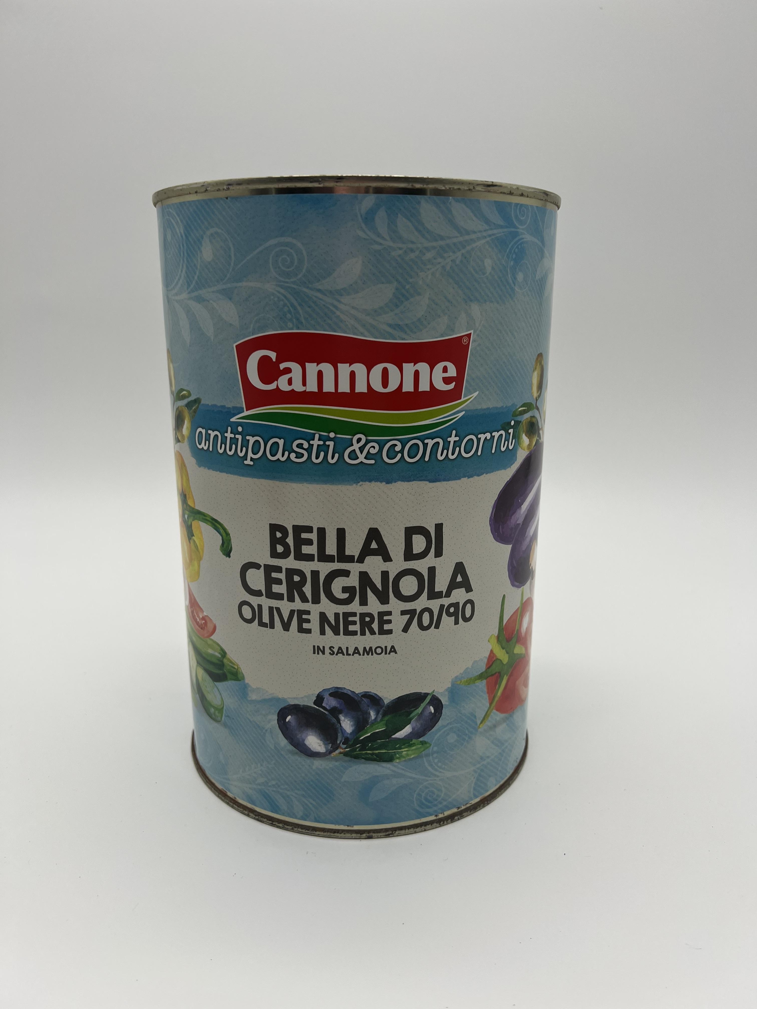 Оливки Cannone черные Bella di Cerignola с косточкой, 4250 мл