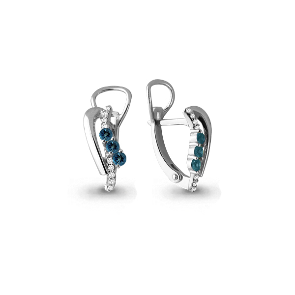 

Серьги из серебра с топазом/фианитом Aquamarine 4473608А, 4473608А_925_р