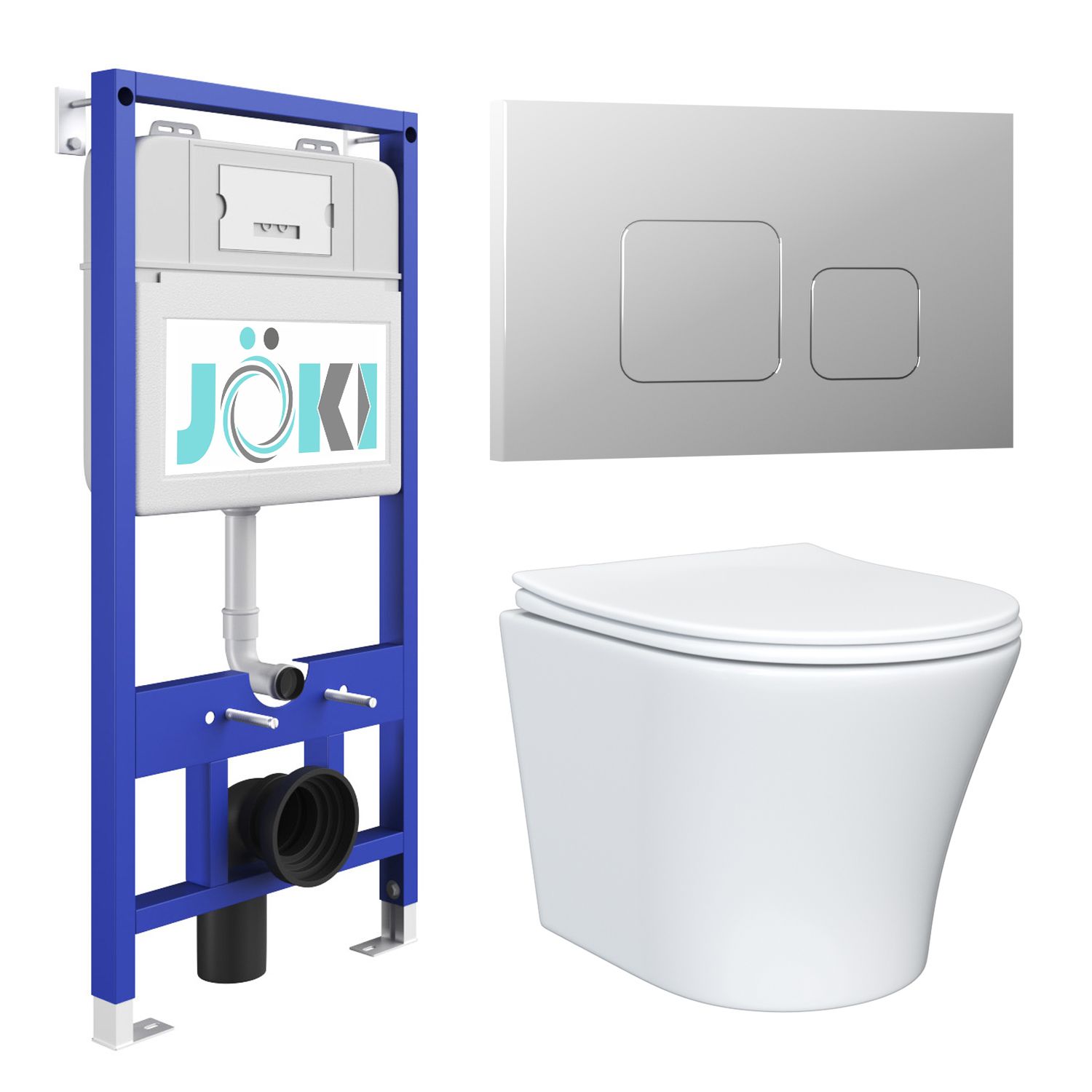 Комплект JOKI: инсталляция JK01150+кнопка JK701528CH хром+унитаз Astra JK8021052 белый