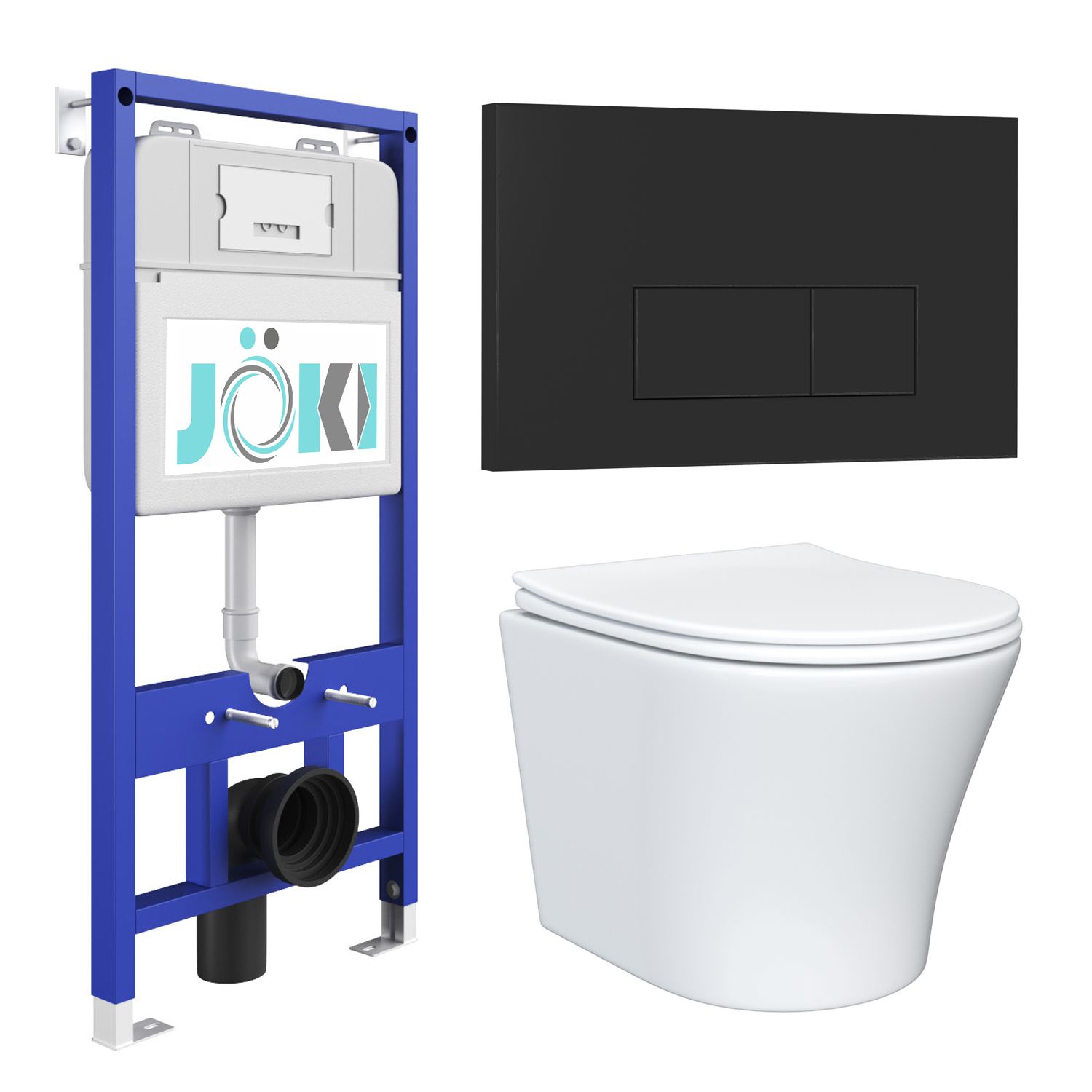 

Комплект JOKI: инсталляция JK01150+кнопка JK203507BM черный+унитаз Astra JK8021052 белый, Astra JKS802011203BM