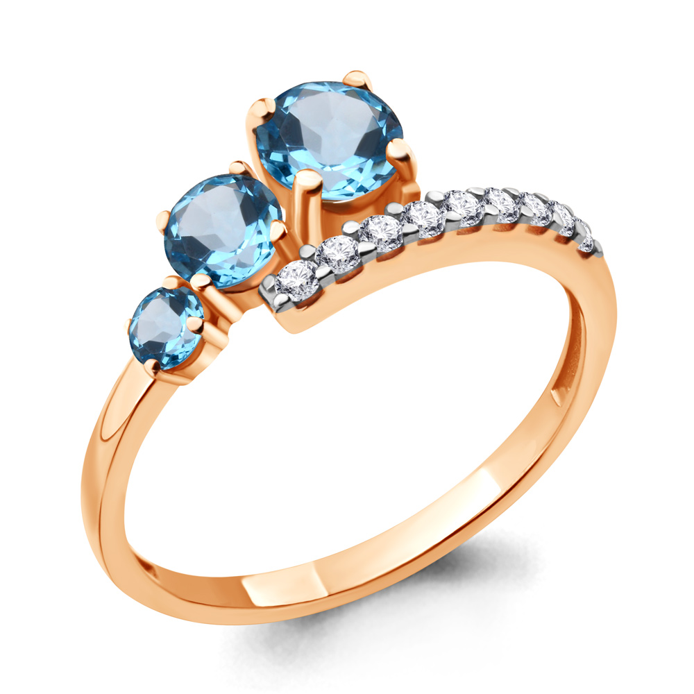 

Кольцо из серебра с топазом/фианитом р., Aquamarine 6928705А, 6928705А_925_з