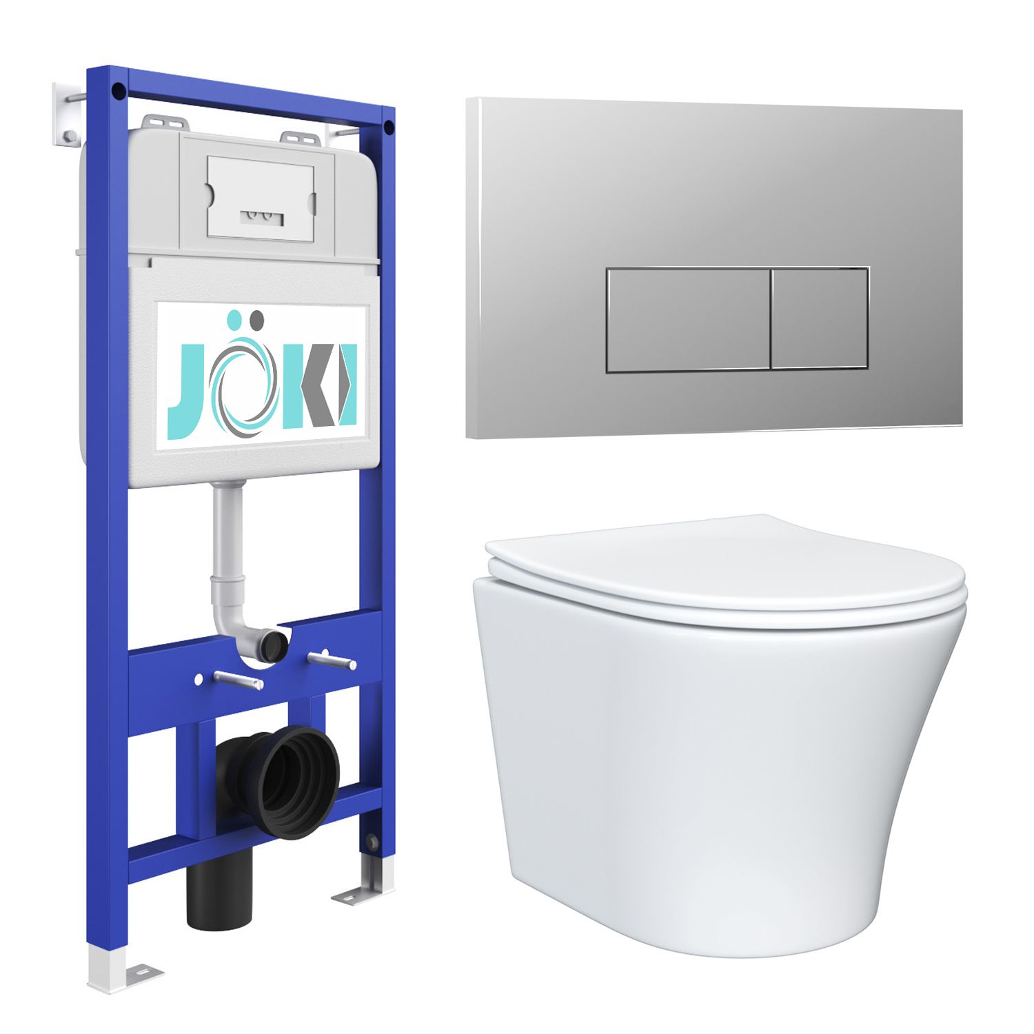 Комплект JOKI: инсталляция JK01150+кнопка JK202501CH хром+унитаз Astra JK8021052 белый комплект joki инсталляция jk03351 кнопка jk023543bm verna jk3021022 унитаз белый
