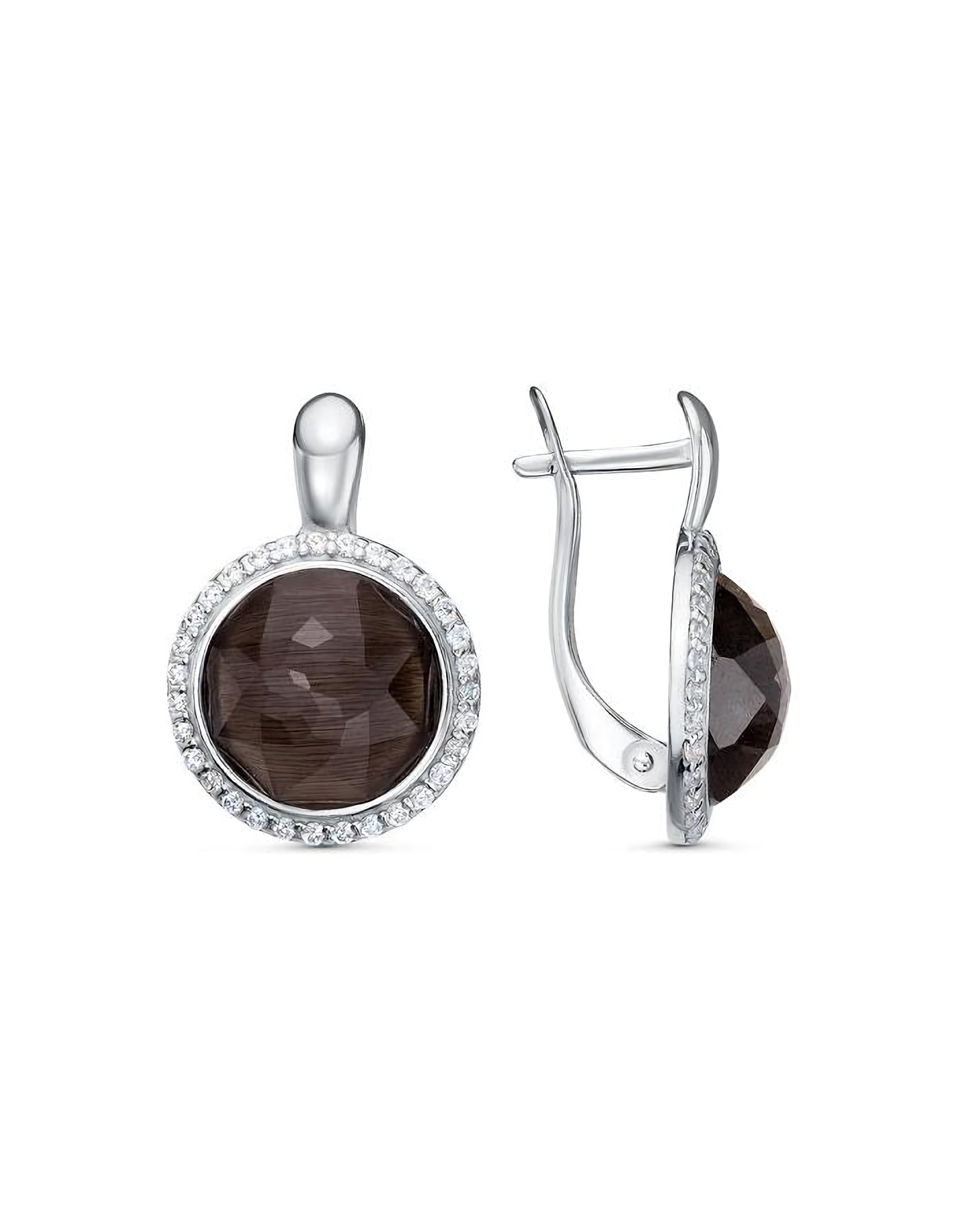 

Серьги из серебра TEO MAORI 833612122Д16, кошачий глаз искусственный/фианит, 833612122Д16