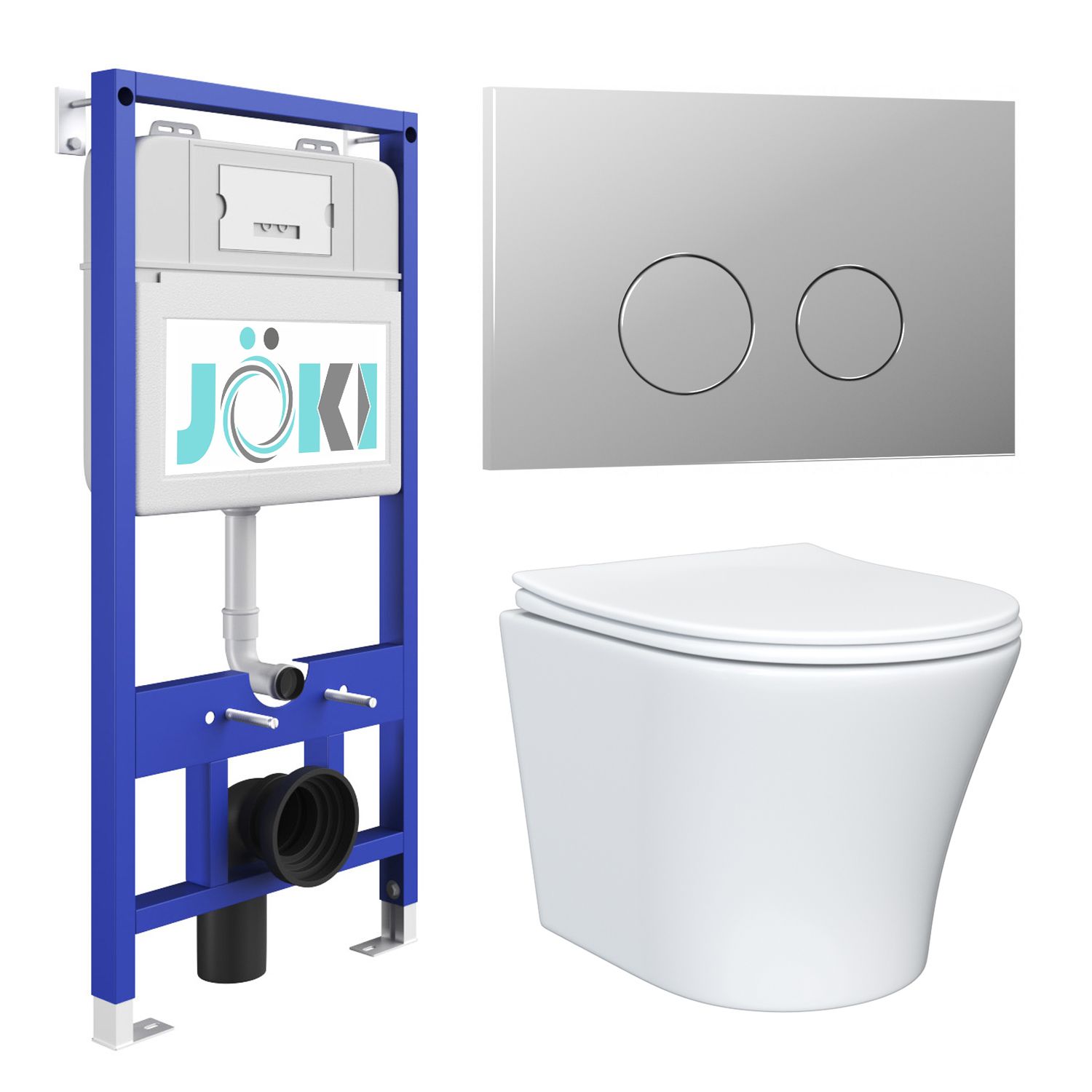 Комплект JOKI: инсталляция JK01150+кнопка JK102510CH хром+унитаз Astra JK8021052 белый