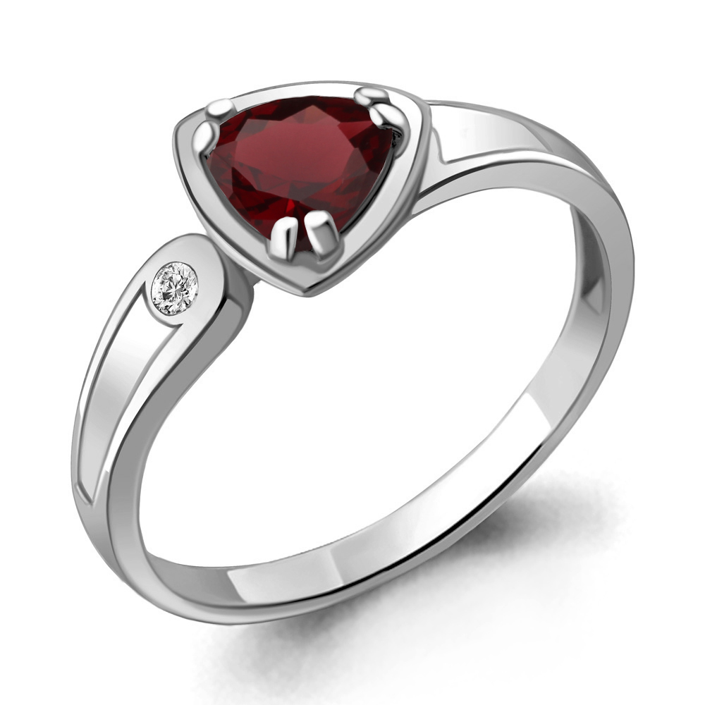 

Кольцо из серебра с гранатом/фианитом р. Aquamarine 6928203А, 6928203А_925_р