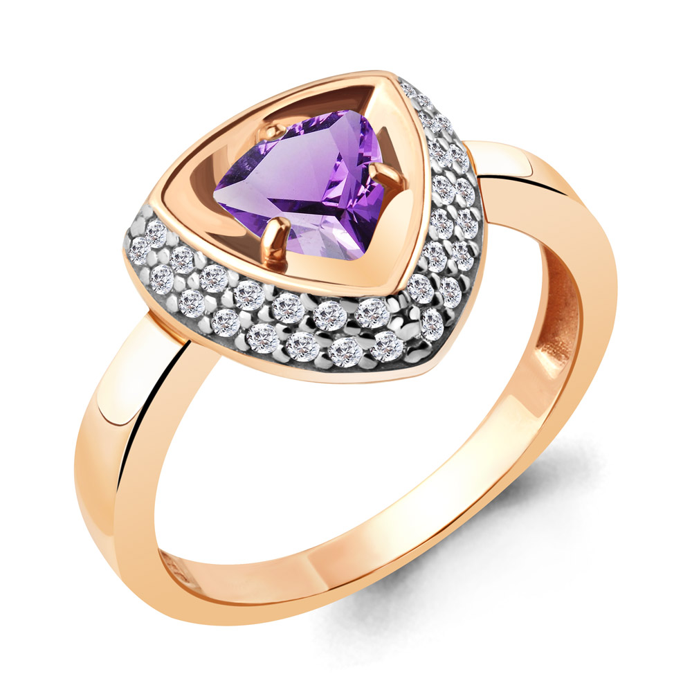 

Кольцо из серебра с аметистом/фианитом р., Aquamarine 6917204А, 6917204А_925_з