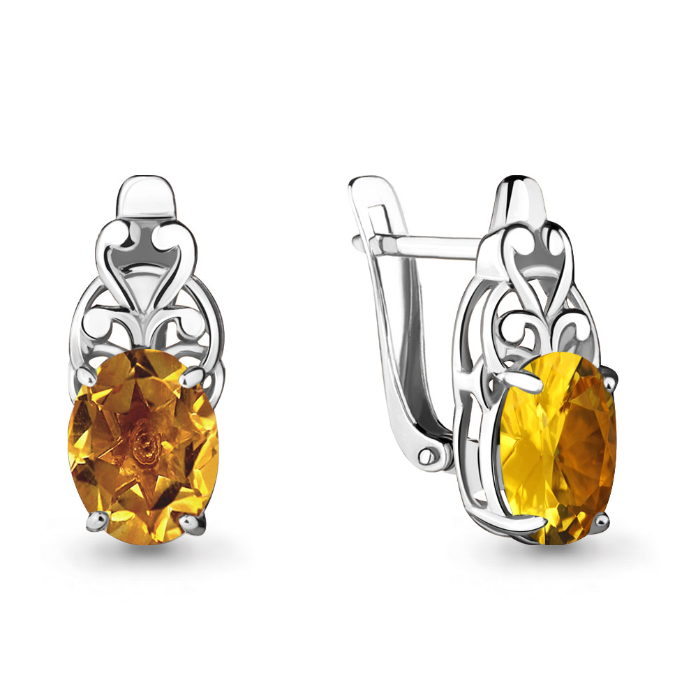 

Серьги из серебра с цитрином Aquamarine 4476006, 4476006_925_р