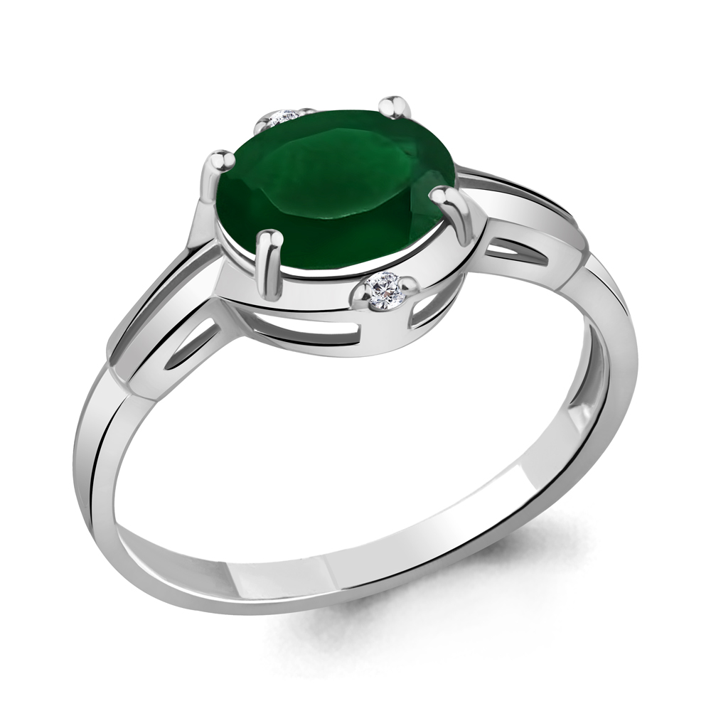 

Кольцо из серебра с агатом/фианитом р., Aquamarine 6448909, 6448909_925_р