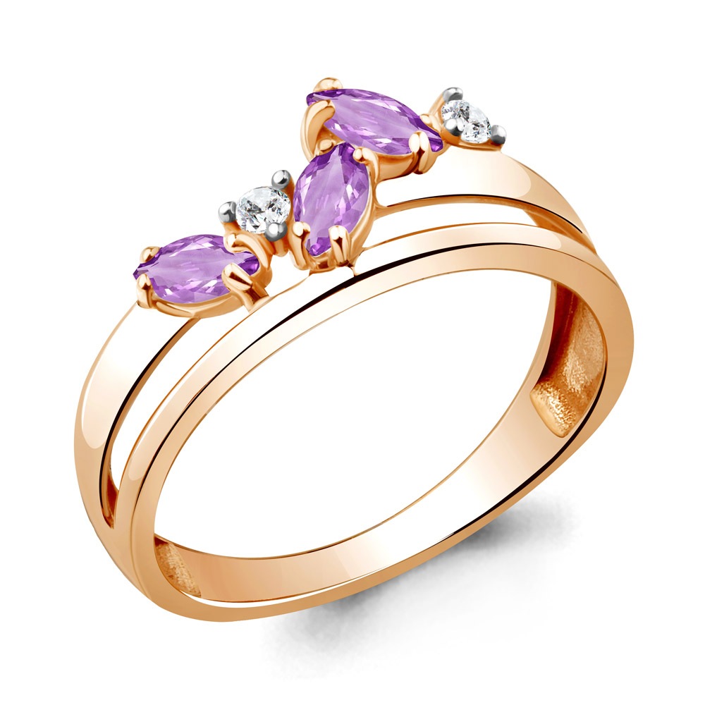 

Кольцо из серебра с аметистом/фианитом р., Aquamarine 6923604А, 6923604А_925_з
