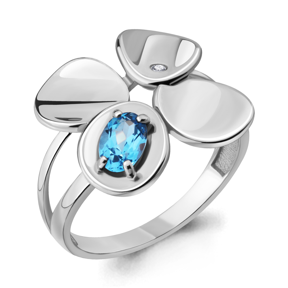

Кольцо из серебра с топазом/фианитом р., Aquamarine 6918405А, 6918405А_925_р