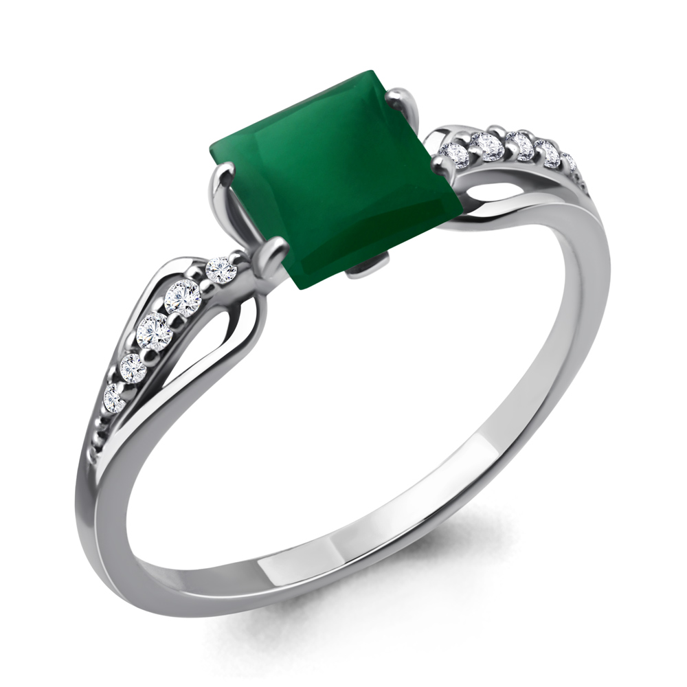 

Кольцо из серебра с агатом/фианитом р. Aquamarine 6524109А, 6524109А_925_р