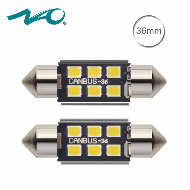 Светодиодная лампа NAOEVO C5W T11 цоколь SV8.5-8 36 мм. 2шт белый свет LED