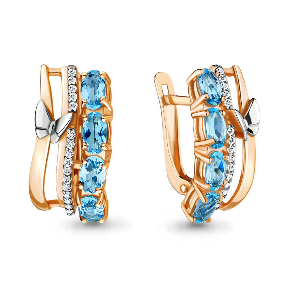 

Серьги из серебра с топазом/фианитом Aquamarine 4471305А, 4471305А_925_з