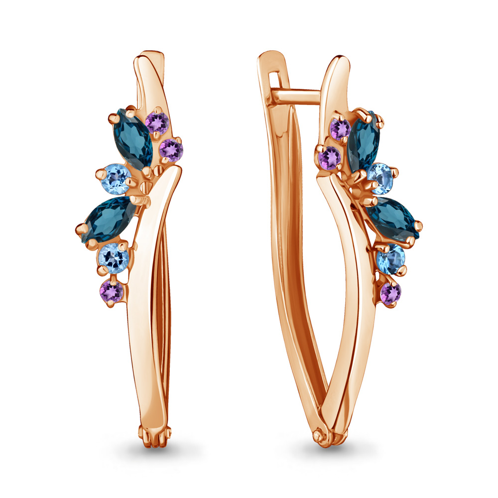 

Серьги из серебра с топазом/аметистом Aquamarine 4466742, 4466742_925_з