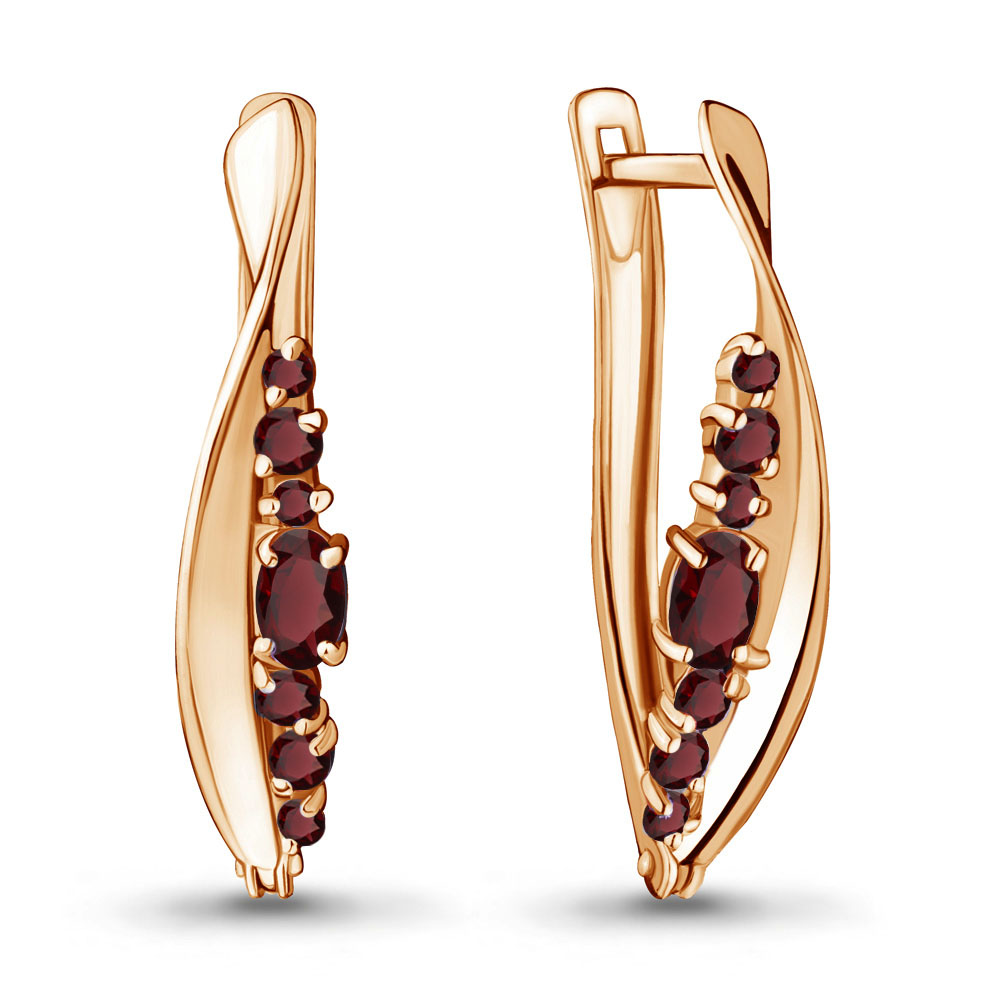 

Серьги из серебра с гранатом Aquamarine 4466103, 4466103_925_з