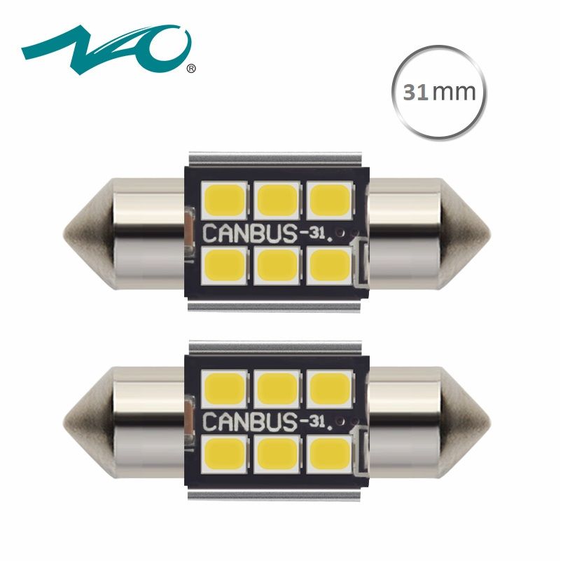 Светодиодная лампа NAOEVO C5W T11 цоколь SV8.5-8 31 мм. 2шт белый свет LED