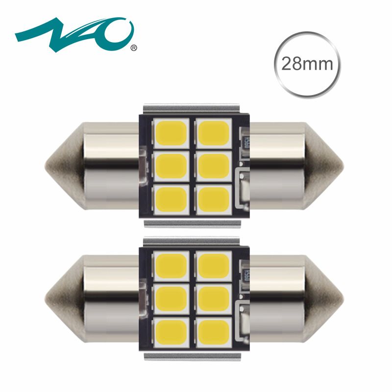 Светодиодная лампа NAOEVO C5W T11 цоколь SV8.5-8 28 мм. 2шт белый свет LED