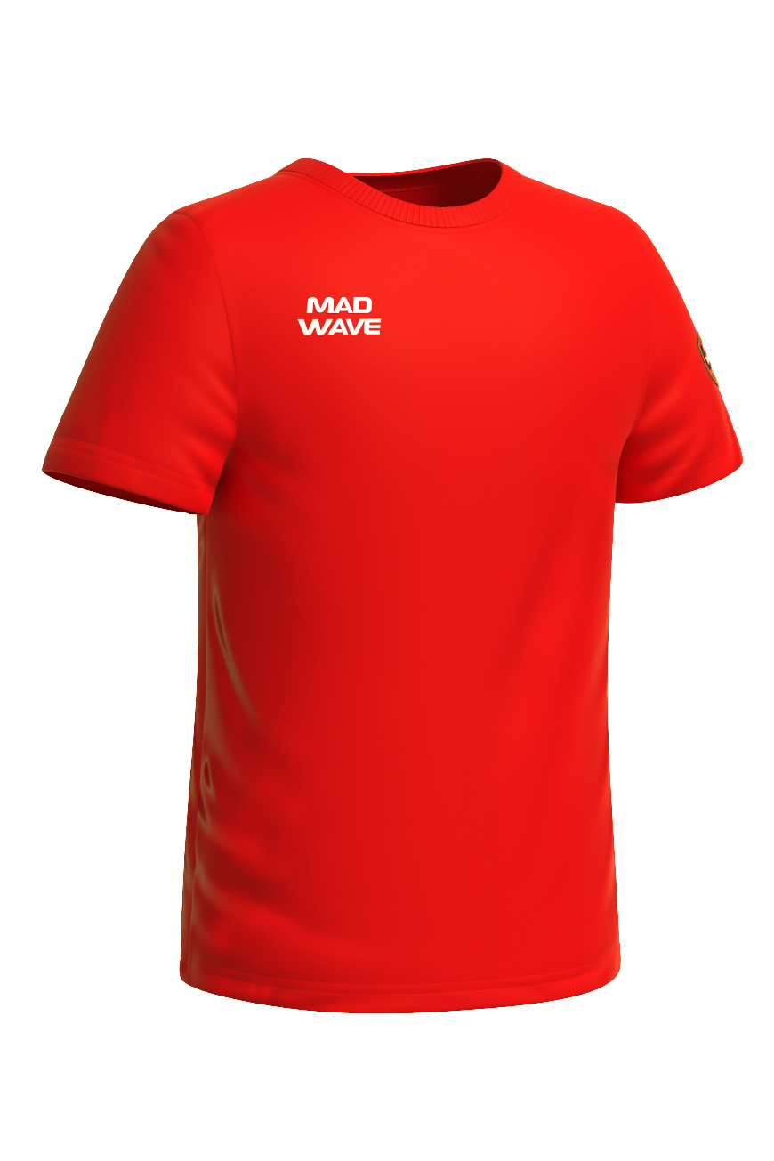 Футболка детская Mad Wave MW T-shirt Stretch Junior, красный, 146 эспандер mad wave stretch band m0779 09 3 05w красный