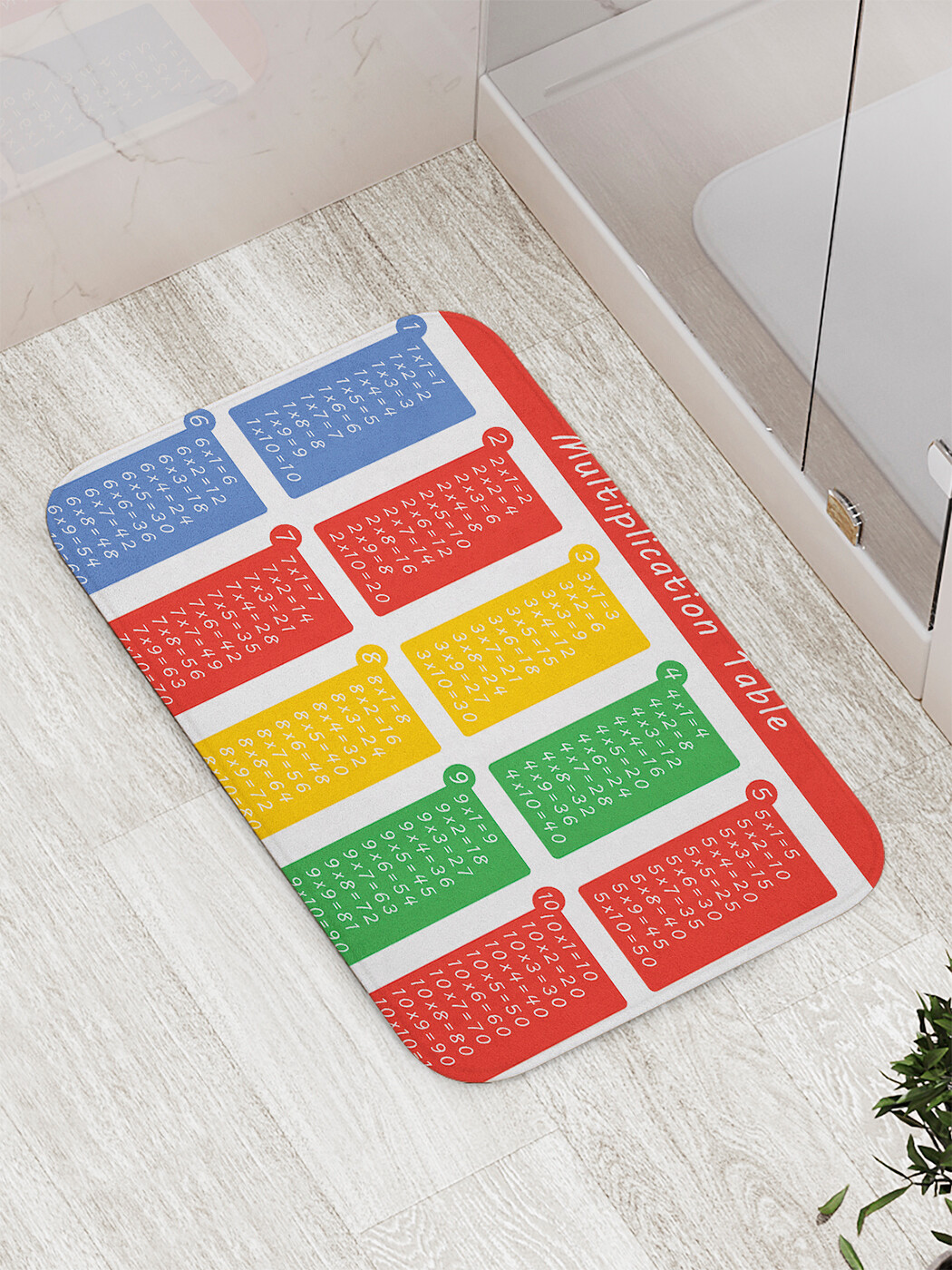 

Коврик противоскользящий JoyArty "Мульти таблица" для ванной, сауны, бассейна, 77х52 см, Мульти таблица