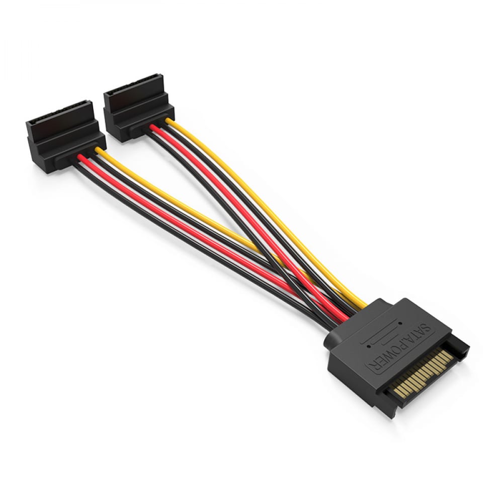 Vention Кабель питания-разветвитель SATA 15pin M / 2 x SATA 15pin F угол 90 - 0.15м KDBBB