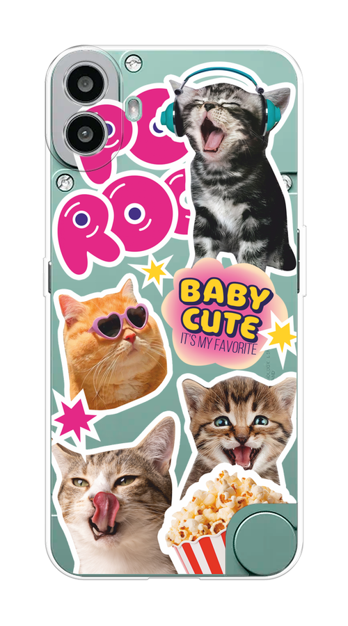

Чехол на CMF Phone 1 "Popcorn cats", Серый;коричневый;розовый, 3300450-1