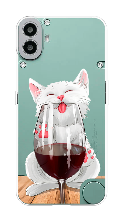 

Чехол на CMF Phone 1 "Кот с бокалом", Прозрачный;белый;красный, 3300450-1