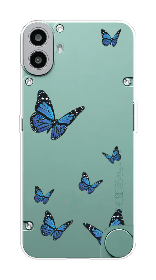 

Чехол на CMF Phone 1 "Blue butterflies", Синий;черный, 3300450-1